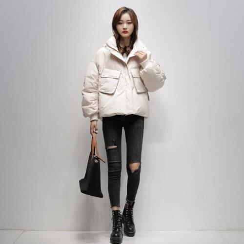 2021 New Womens Short Down Jacket Winter Thick Warm Parkas Female 90% White Duck Down Coat Loose Puffer Outwear White Jacket