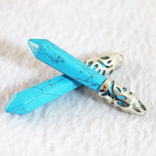 New Fashion mix stone Bullet Shape 26x37mm Necklaces Pendants For Female 3/pcs B831-867