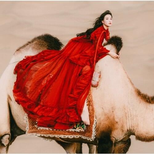 New years dress in 2021 Red dress long dress Bohemian chic womens travel and Vacation Fairy Dress large size good quality