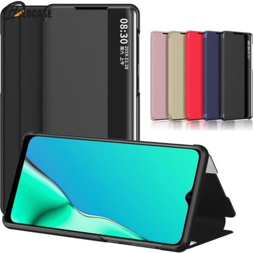 New Fashion Case Side Smart Window Clear View Flip Cover Phone Case OPPO A5 2020 A9 2020 Leather Fitted Case Plain