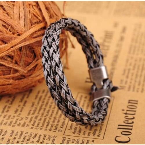 Wholesale Lot 10pcs G25 Brown Surfer Double 6mm Braided PU Leather Bracelet Wristband Mens Cuff
