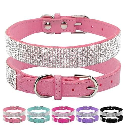 Collar Dog Crystal Glitter Rhinestone Pet Collars Zinc Alloy Buckle Collar For Small Medium Dogs Cats Chihuahua Pug Dog Collar