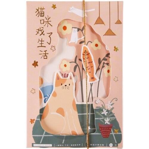 30 Pcs/Set Cats Leisure Life Series Postcard Hand Painted Cute Kitten Greeting Cards Message Card Birthday Gift Card