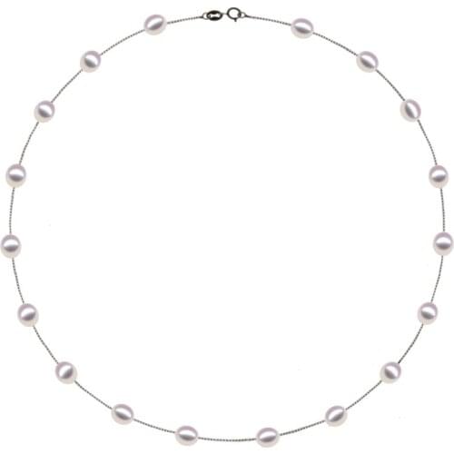 Gypsophila style s925 Sterling silver necklace 6-7mm natural freshwater pearls Clavicle chain necklace for women free shipping