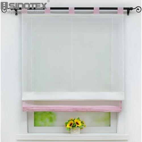 Liftable Roman Curtain Voile Kitchen Sheer Panel Cafe Tier Curtain Tab Top H155cm Window Treatment Home Decor