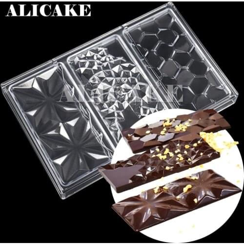 3D Polycarbonate Chocolate Molds 3 In 1 Tray for Plastic Cake Mold Chocolate Bar Moulds Form Bakery Baking Mold Pastry Tools