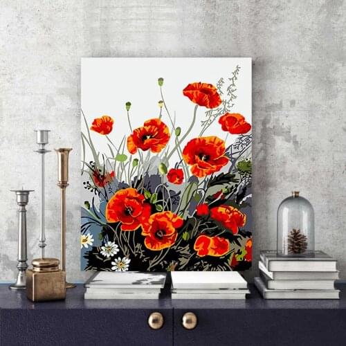 Natural beauty safflower plant landscape oil painting DIY painting digital art painting digital family hotel decorative painting