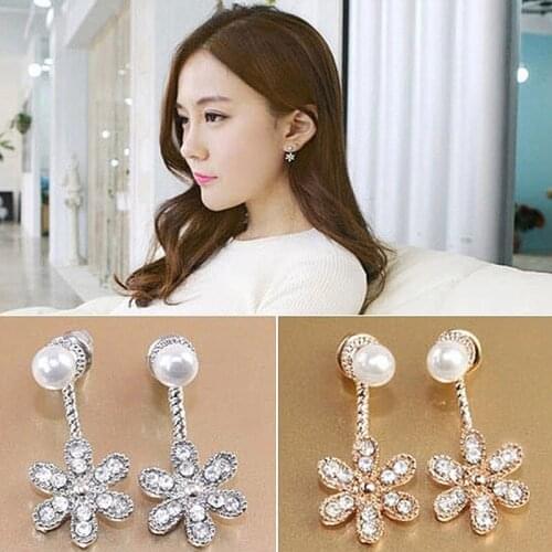 Brincos Pearls Pendientes Earing Bijoux Imitation Pearl 5 Flowers Stud Earrings For Women Wedding Jewelry Earings Brincos