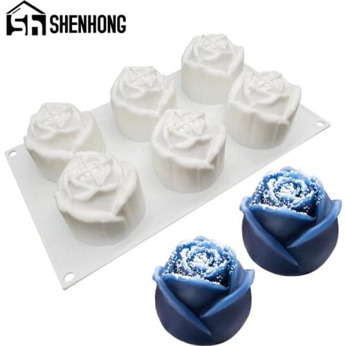 SHENHONG Cake Silicone Mold Valentines Day Gift Muffin Pan 6 Cavity Rose Shaped Mousse Dessert Mould Cake Decoration Baking Tool