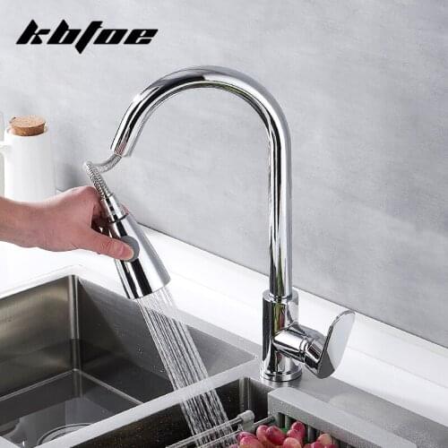 Kitchen Faucets Silver Sprayer Pull Out Spout Single Handle Kitchen Tap 360 Degree Rotation Golden Faucet Chrome Black Mixer Tap