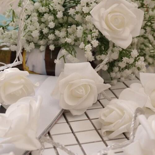 SAROK Indoor LED String Light Rose Lantern String USB Battery Box Simulation Rose Christmas Wedding Room Decoration