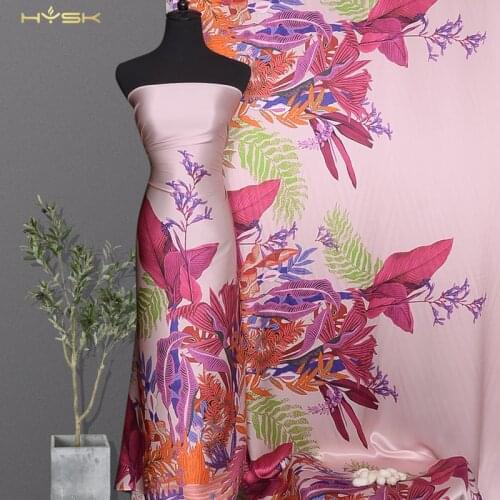HYSK 100% mulbery silk satin fabric women jungle print heavy natural silk charmeuse washable materials for pajamas/dress E2208