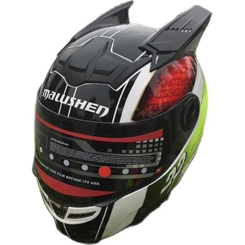 Four Seasons Motorcycle helmet with horns new design MALUSHEN full face automobile race helmet Casco Dot certificate Men sa