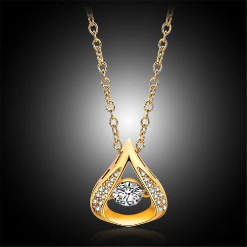 WQQCR 18Inches Gold Zircon Necklace Women Pendant Classic Short Necklace 18 K Jewelry Wholesale Beautiful Gift
