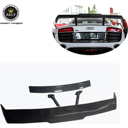 09-15 R8 V8 V10 PPI style carbon fiber rear spoiler GT wing with base panel plate For Audi R8
