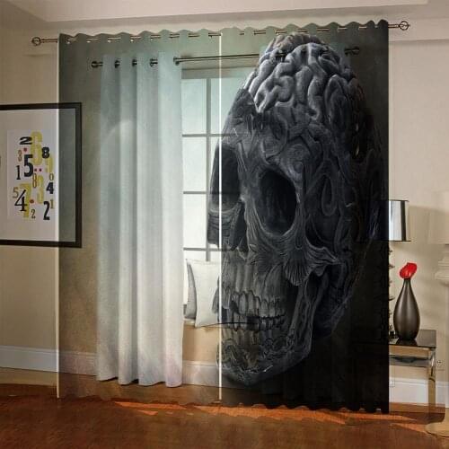 Custom Blackout Curtain 3D Printing Curtain Living Room Bedroom Skull Design Window Curtain Decoration