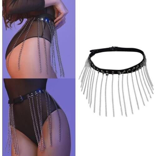 Women Gothic Hiphop Belt Adjustable Disco Dancing Leather PU Belts Punk Style Jk Waist Strap Gitl Dress Body Waist Chain