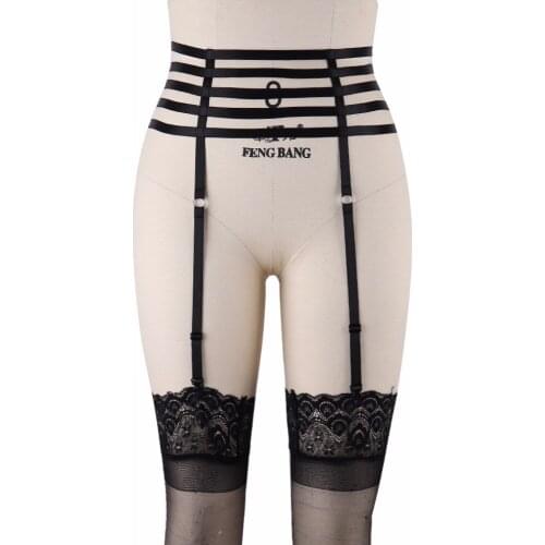 Womens Gothic Bondage Harness Belt Sexy Stockings Suspenders Harajuku Pole Dance Thigh Garters 90s Erotic Lingerie P0095