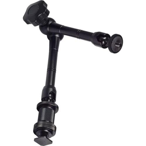 11" Magic Arm Articulating Friction Arm with Hot Shoe Mounts for DSLR Camera Rig, LCD Monitor, DV Monitor, LED Lights, Flash L