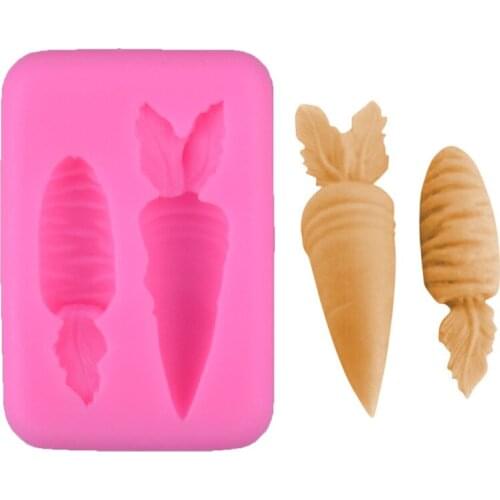 2 carrots shaped fondant silicone mold radish clay biscuit mold DIY cake baking utensils