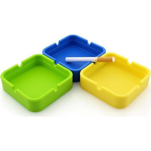 20pcs per lot Silicone Ashtray High Quality Square Green Ashtray Colorful Silicone Ashtray Rack Smoking Accessories
