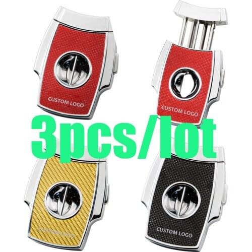 3pcs/Lot Custom Logo Stainless Steel Cigar V Cutter Portable Tobacco Scissors Sharp Blades Smoking Tools Accessories Hole Opener