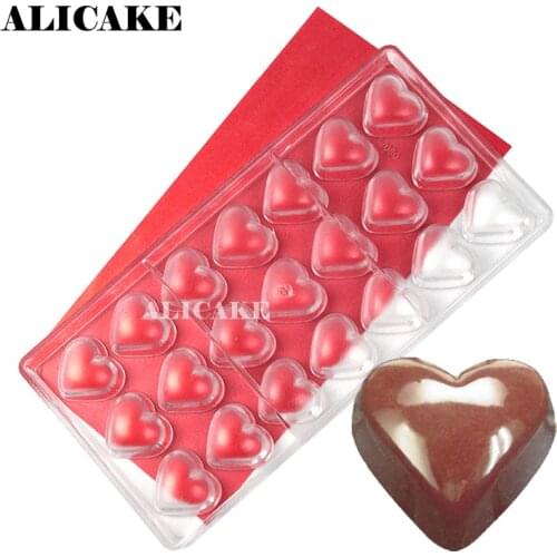 3D Chocolate Candy Bar Molds Forms Polycarbonate Heart Shape Tray Baking Pastry Bakery Tools Plastic for Chocolate Candy Mould