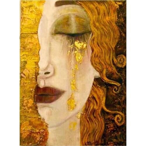 5D DIY Full Round Diamond Painting "Oil Painting Golden Tears" 3D Embroidery Cross Stitch Rhinestone Mosaic Home Decor Art Y399