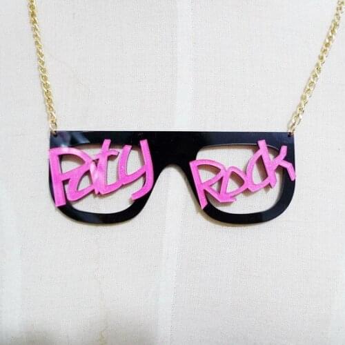 Hip Hop Paty Rock Acrylic Glass Design Pendant Necklace