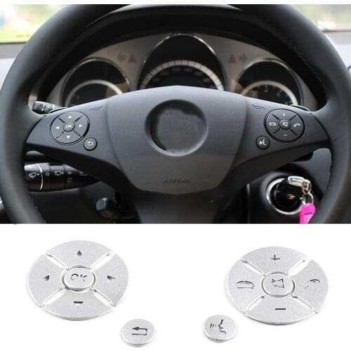 Aluminum Car Steering Wheel Button Switch Cover Sticker For Mercedes Benz C E S Class W204 W212 W221 GLK X204 Car Accessories