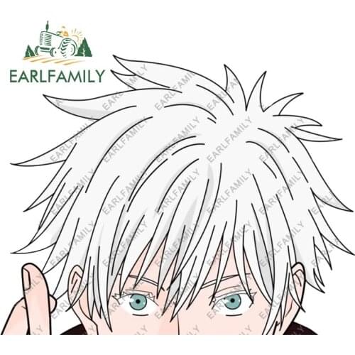 EARLFAMILY 13cm x 12cm For Jujutsu Kaisen Gojo Satoru Peek Car Assessoires Stickers Waterproof Decal Campervan Scratch-Proof