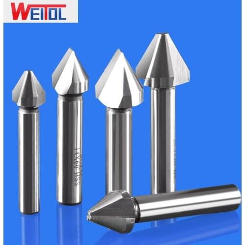 Weitol one flute router bit 60 degree 3 flutes chamfer bits HSS cutting tools for stainless steel milling cutter