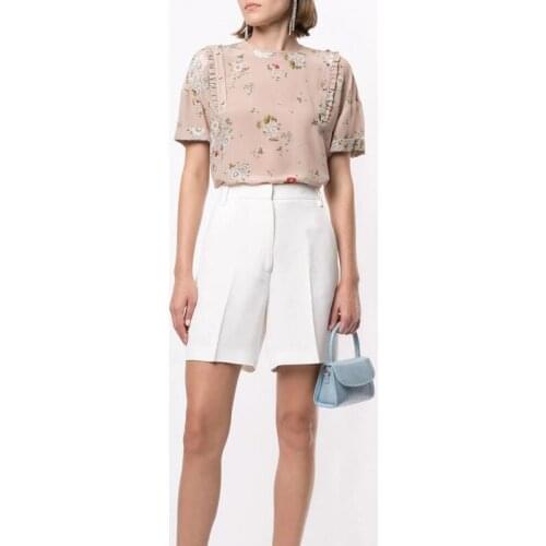 Hot Sale Summer Short Pants 2021 New Sweet Elegant Simple Commute Straight Pant White Mid Waist Women Suit Shorts