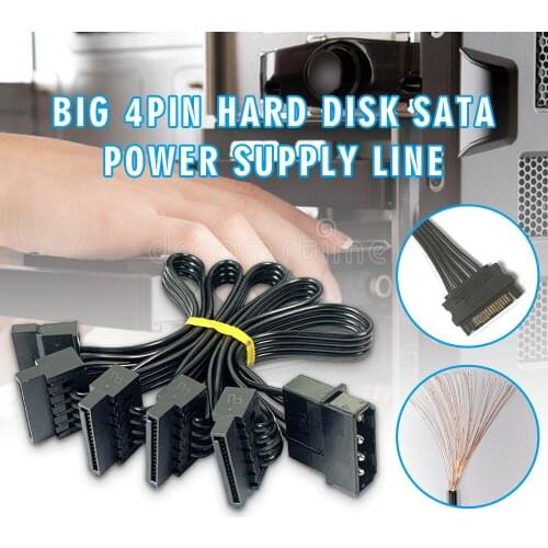 For PC Computer 1pc 4 Pin 1 Male to 5 Female SATA Power Cable Durable Hard Disk Splitter Adapter Power Supply Cord Pohiks