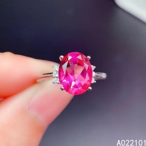 KJJEAXCMY fine jewelry S925 sterling silver inlaid natural pink topaz new girl exquisit gemstone ring support test Chinese style