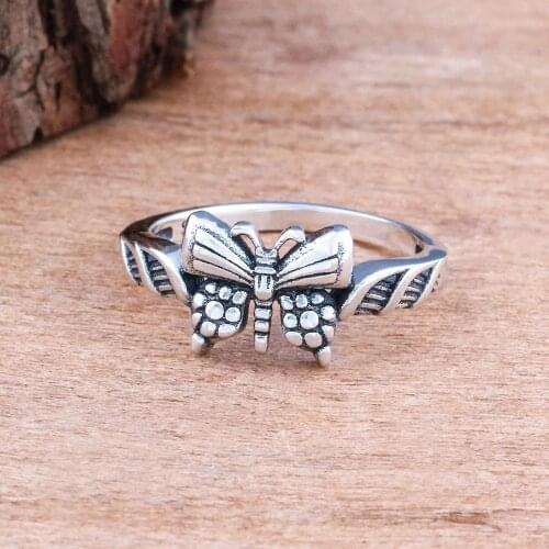 Vintage Women Ring Copper Butterfly Design Simple Anniversary Charms Wedding Band Birthday Gift Jewelry Accessories