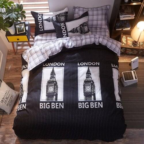 3D Bedding Sets Big Ben London Bedding Sets 3/4Pcs Bed Linen Geometric Chequer Sheet Duvet Cover Pillowcase King Twin Size