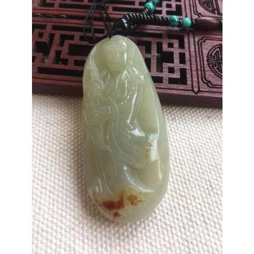 Natural hetian A jade two-side hand-carved guanyin jade pendant jade necklace women men pendants necklaces jadeite jade jewelry
