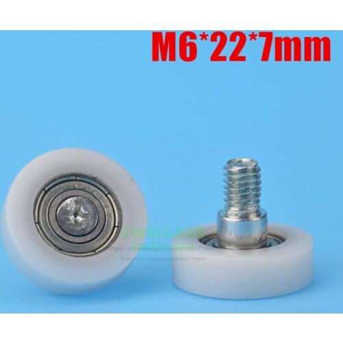 M6*22*7mm 6*22*7 DR22 screw M6 pulley,flat clad plastic sheave pulley bearing for drawer/ refrigerator/printer/cash register