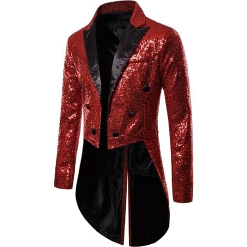 Fashion Singers Stage Clothes Shiny Gold Sequin Glitter Embellished Blazer Jacket Men Nightclub Prom Suit Blazer Costume