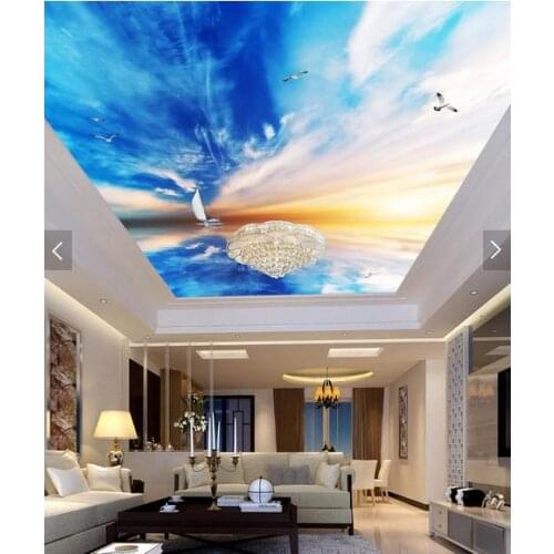 3d photo wallpaper 3d ceiling wall murals wallpaper Ocean sailing birds frescoes on ceiling 3d room wallpaper