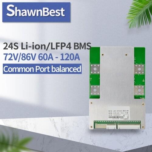24s lifepo4 bms 60A 80A 100A 120A 72V common port 84v 18650 Lithium Ion Battery Pack Solar panel inverter pcm