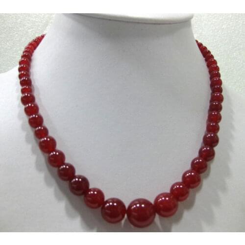Charming 6-14mm red natural jade necklace