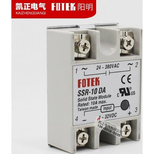 Original authentic Taiwan Yangming FOTEK single-phase solid state relay SSR-10DA 10A DC control AC free shipping