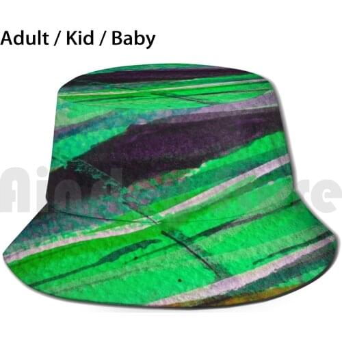 Abstract Grass 1 Digitally Enhanced 4 Bucket Hat Adult kid baby Beach Sun Hats Green Bright Green Abstract Abstracted