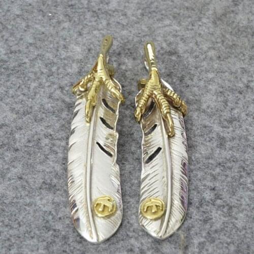 Takahashi Kagura Goros Handmade Sterling Silver Point Golden Eagle Claw Feather Silver Pendant No Fade Allergy Men Women