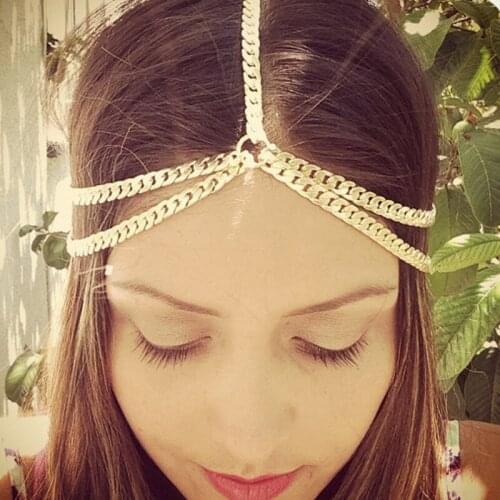 Bohemian style headband wedding hair accessories headdress multi-layer thick chain tassel headband hair accessories