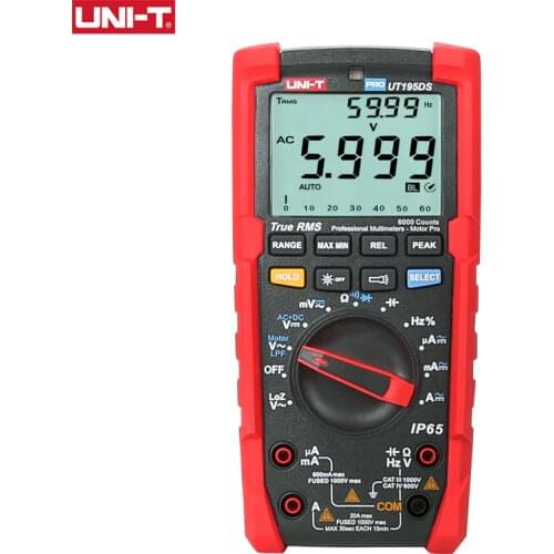 UNI-T UT195DS Industrial Digital Multimeter Professional Tester Waterproof IP65 Flashlight AC DC LOZ Motor Phase Voltage Test