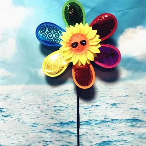 Sun Flower Colorful 3D Lovely Wind Spinner Windmill Toys For Decoration Garden Y