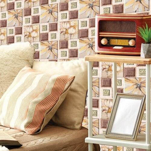 Self Adhesive Wall Paper for A Bathroom Kitchen Bedroom Living Room Sticker 3D Vintage Flowers Wallpaper Soft Wall Cover Murals